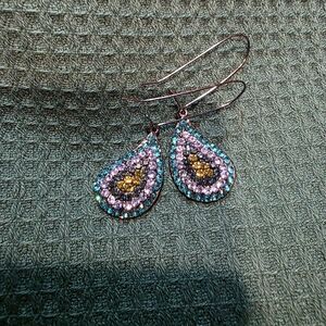 Elegant Teardrop Earrings with Multicolor Crystals